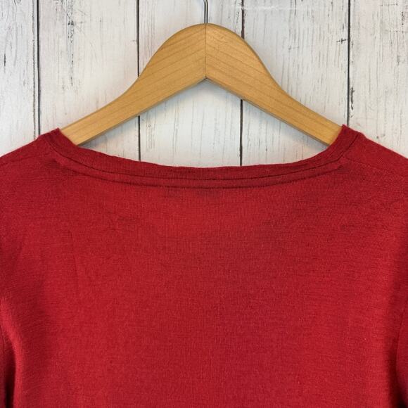 Vince Red Wool Essential Slim Bracelet Sleeve Crew Neck Sweater Pullover Large - Picture 7 of 14